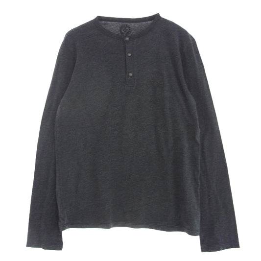 CHROME HEARTS クロムハーツ（原本無） CHクロスプリント クロスボール ボタン ヘンリーネック  ロングスリーブ カットソー 長袖 ダークグレー系 M【中古】