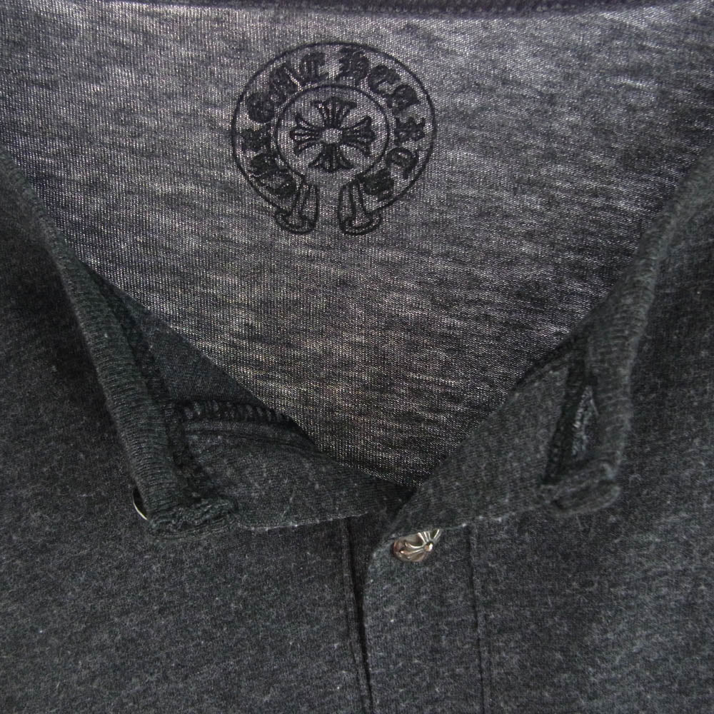 CHROME HEARTS クロムハーツ（原本無） CHクロスプリント クロスボール ボタン ヘンリーネック  ロングスリーブ カットソー 長袖 ダークグレー系 M【中古】