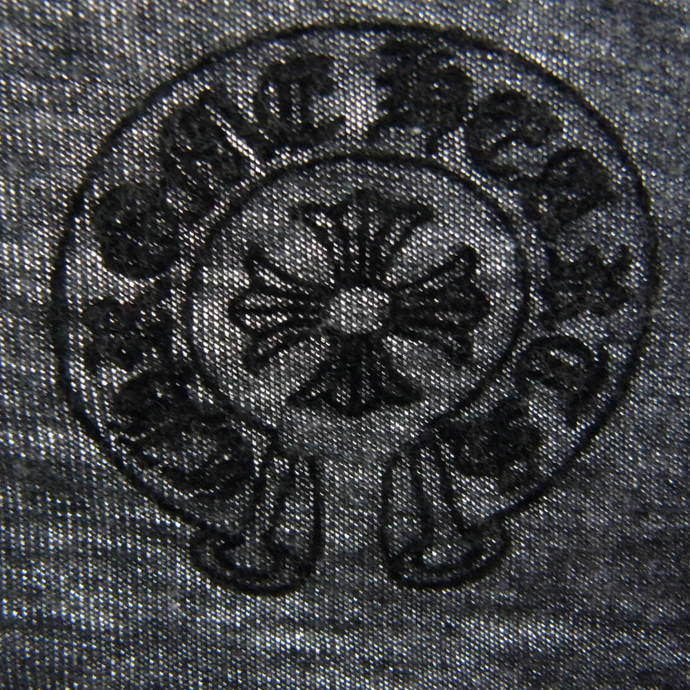 CHROME HEARTS クロムハーツ（原本無） CHクロスプリント クロスボール ボタン ヘンリーネック  ロングスリーブ カットソー 長袖 ダークグレー系 M【中古】