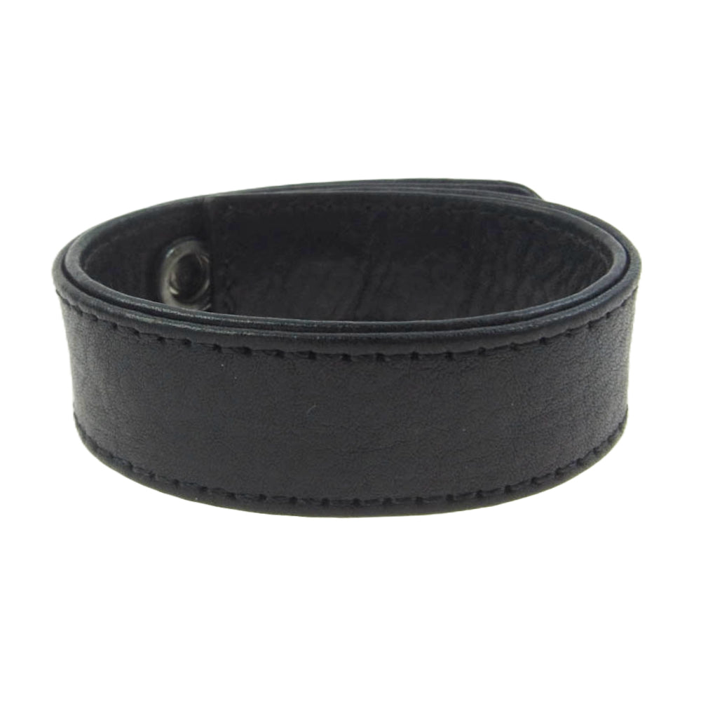 CHROME HEARTS クロムハーツ（原本無） 3BTN 2SNP クロスボール 3ボタン 2スナップ レザー ブレスレット ブラック系【中古】