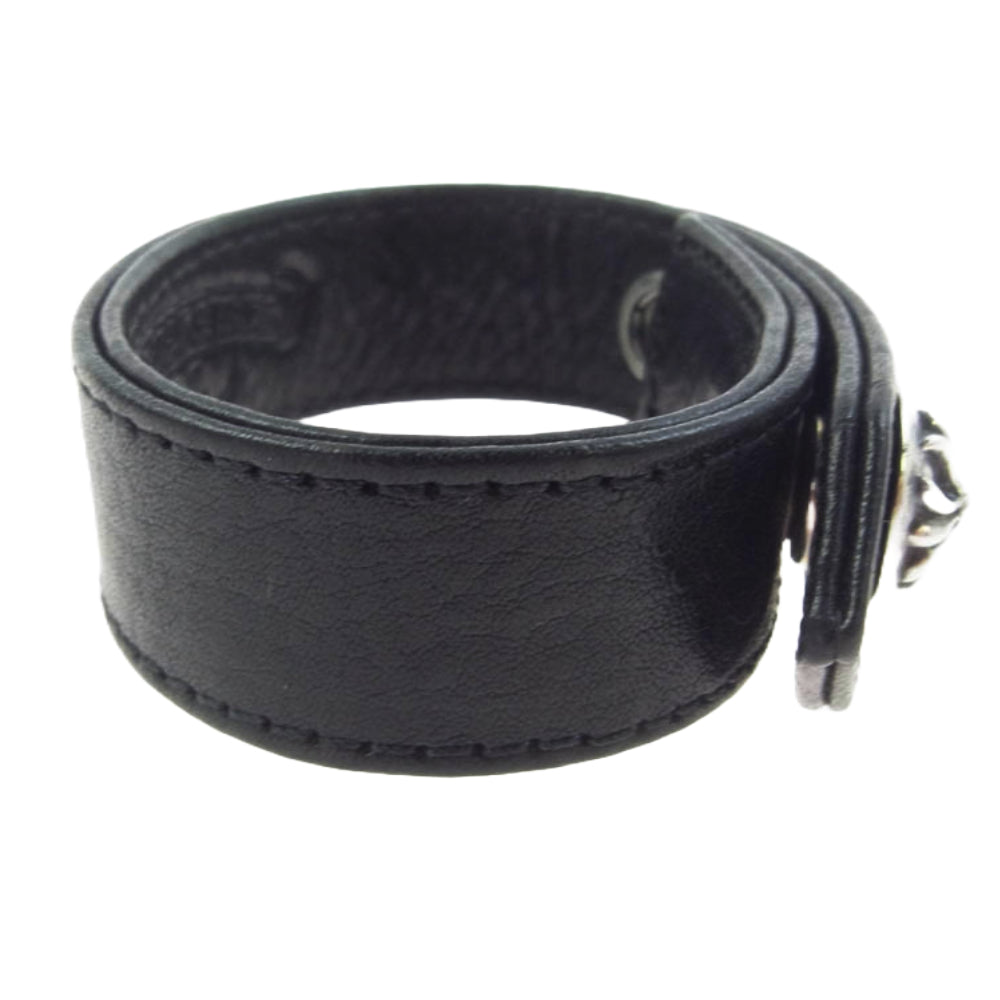 CHROME HEARTS クロムハーツ（原本無） 3BTN 2SNP クロスボール 3ボタン 2スナップ レザー ブレスレット ブラック系【中古】