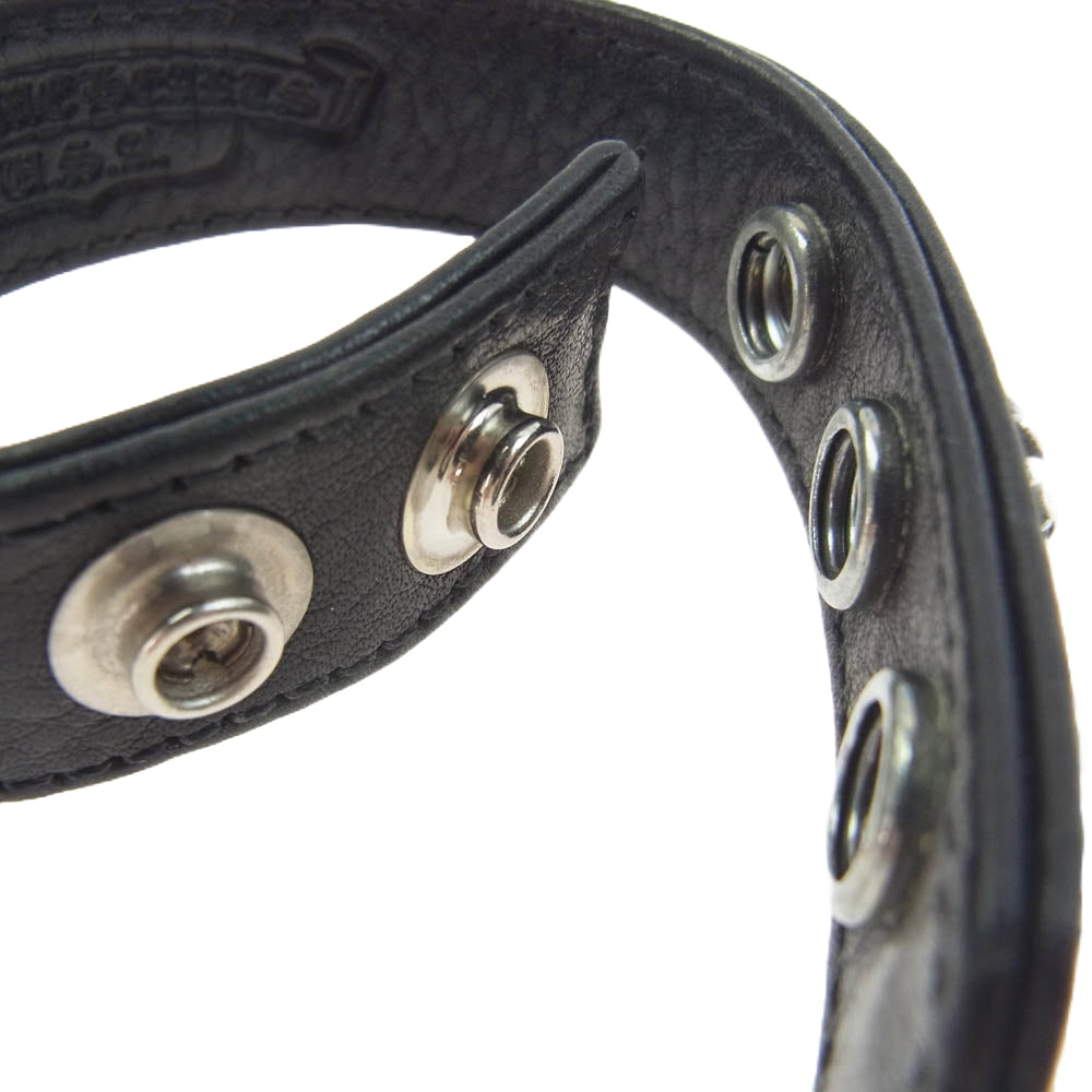 CHROME HEARTS クロムハーツ（原本無） 3BTN 2SNP クロスボール 3ボタン 2スナップ レザー ブレスレット ブラック系【中古】