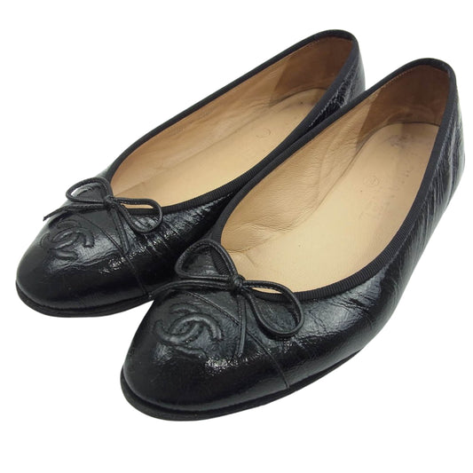 CHANEL シャネル G02819 ココマーク バレリーナ バレエ シューズ ブラック系 36C【中古】