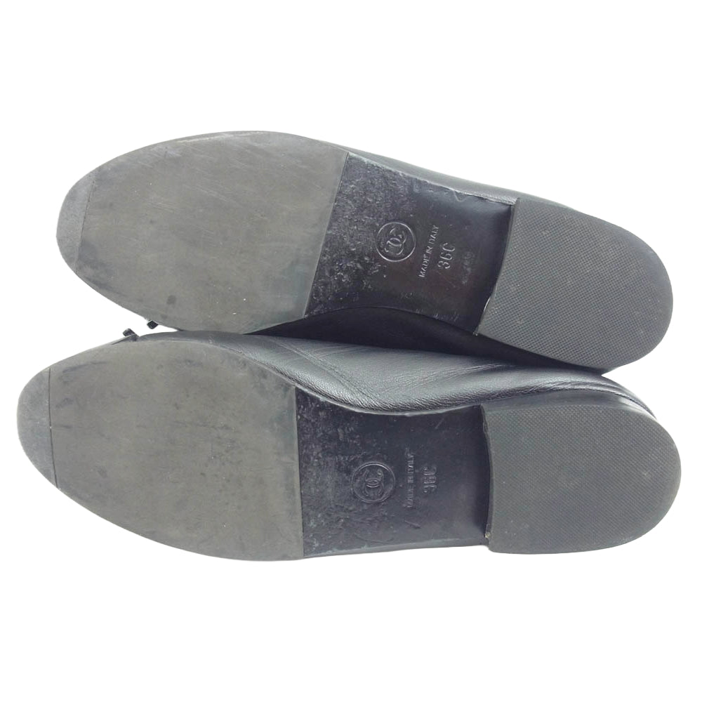 CHANEL シャネル G02819 ラムスキン & パテント カーフスキン バレリーナ バレエ シューズ ブラック系 36C【中古】