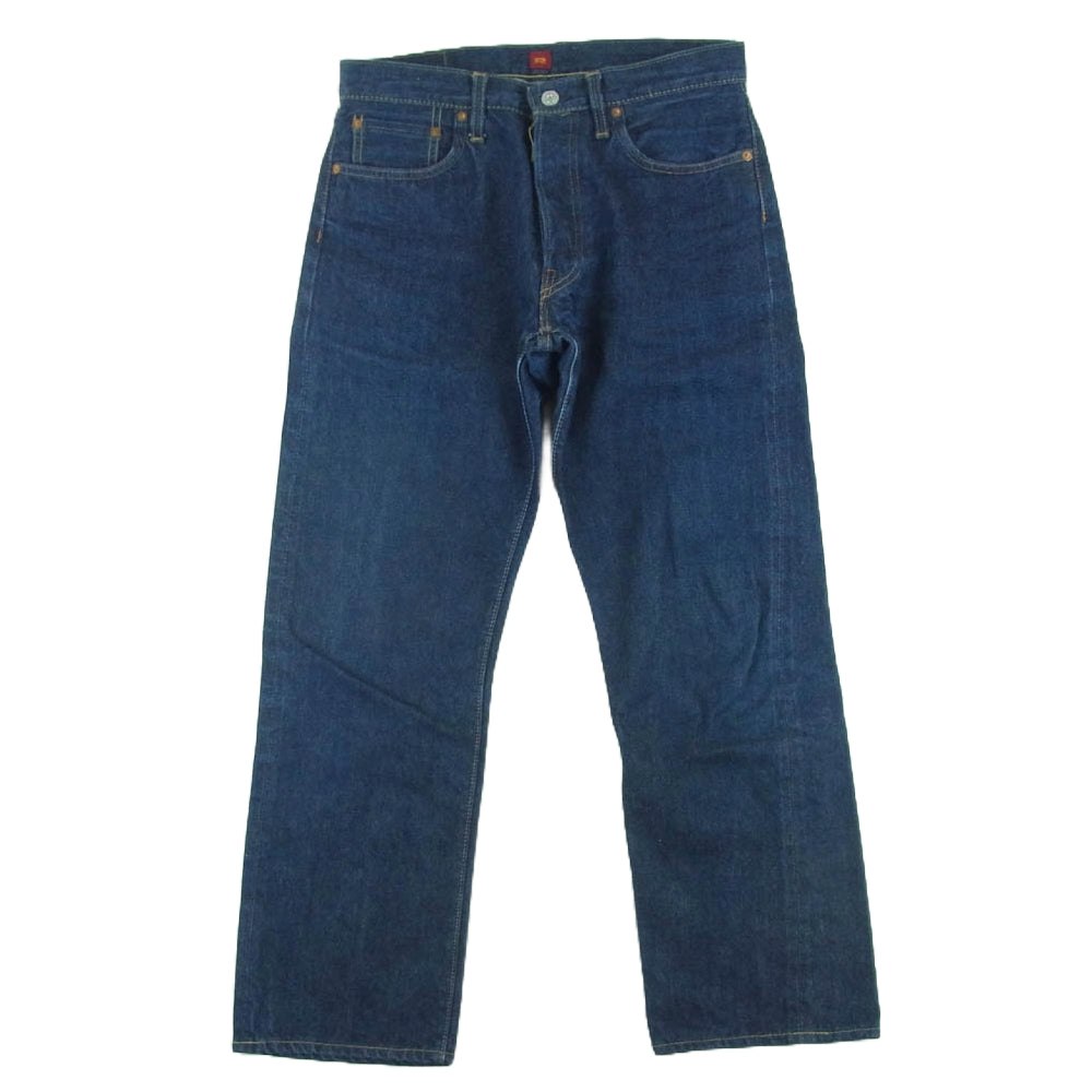 RESOLUTE リゾルト ワンウォッシュ セルビッチ ストレート デニム パンツ ボタンフライ ボタン裏刻印10 インディゴブルー系 W30 L30【中古】