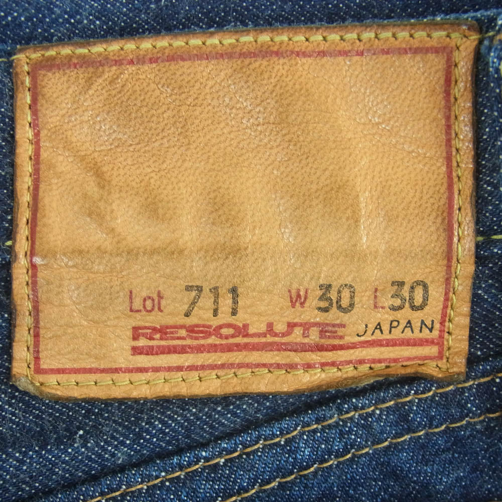 RESOLUTE リゾルト ワンウォッシュ セルビッチ ストレート デニム パンツ ボタンフライ ボタン裏刻印10 インディゴブルー系 W30 L30【中古】