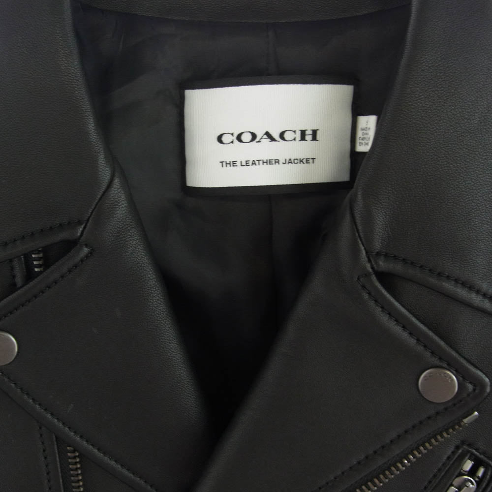 COACH コーチ CK512 MOTO JACKET ラム レザー モト ダブル ライダース ジャケット ブラック系 S【美品】【中古】