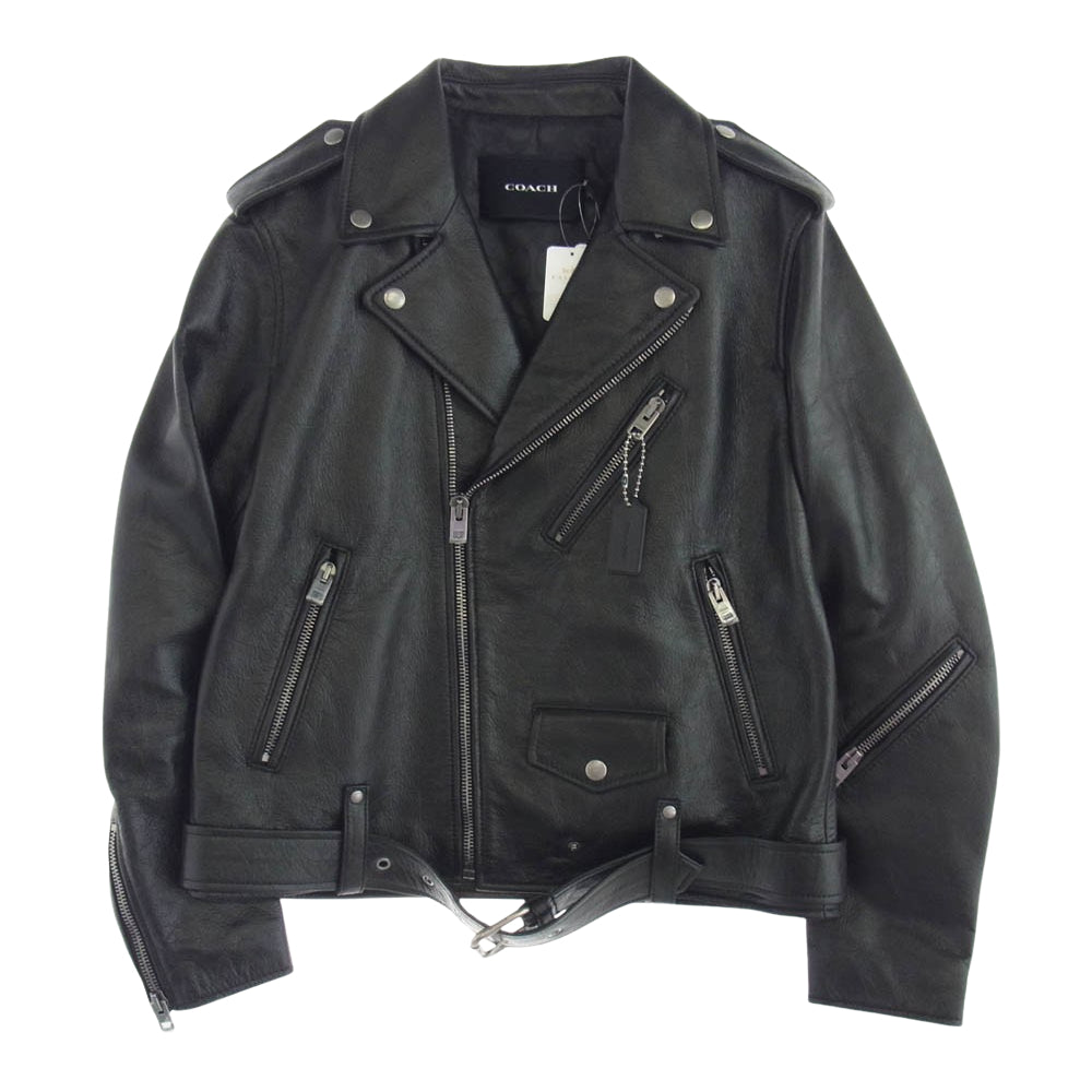 COACH コーチ CL359 MOTO JACKET モト カウレザー ダブル ライダース ジャケット ブラック系 XS【新古品】【未使用】【中古】