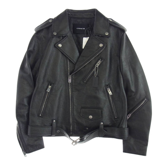 COACH コーチ CL359 MOTO JACKET モト カウレザー ダブル ライダース ジャケット ブラック系 XS【新古品】【未使用】【中古】