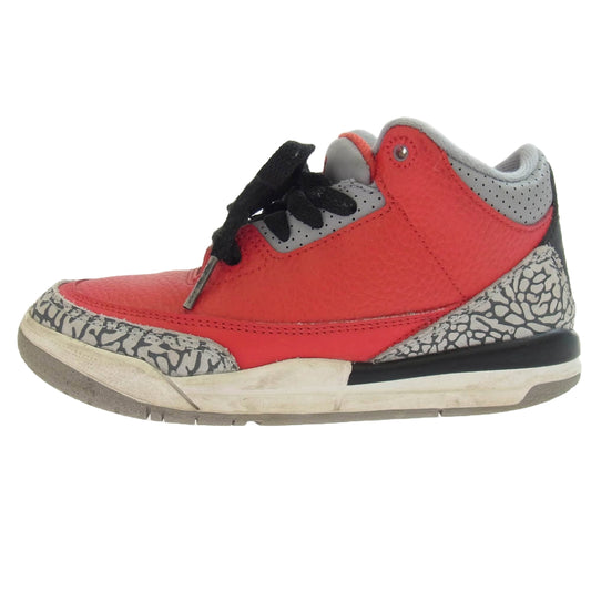 NIKE ナイキ CQ0487-600 キッズ 子供用 PS Air Jordan 3 Retro SE Fire Red PS エアジョーダン3 レトロ SE スニーカー グレー系 レッド系 20cm【中古】