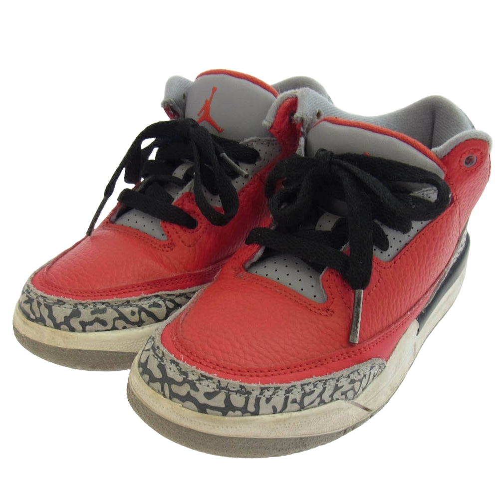 NIKE ナイキ CQ0487-600 キッズ 子供用 PS Air Jordan 3 Retro SE Fire Red PS エアジョーダン3 レトロ SE スニーカー グレー系 レッド系 20cm【中古】
