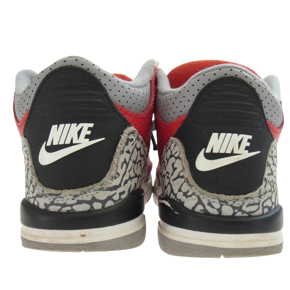 NIKE ナイキ CQ0487-600 キッズ 子供用 PS Air Jordan 3 Retro SE Fire Red PS エアジョーダン3 レトロ SE スニーカー グレー系 レッド系 20cm【中古】