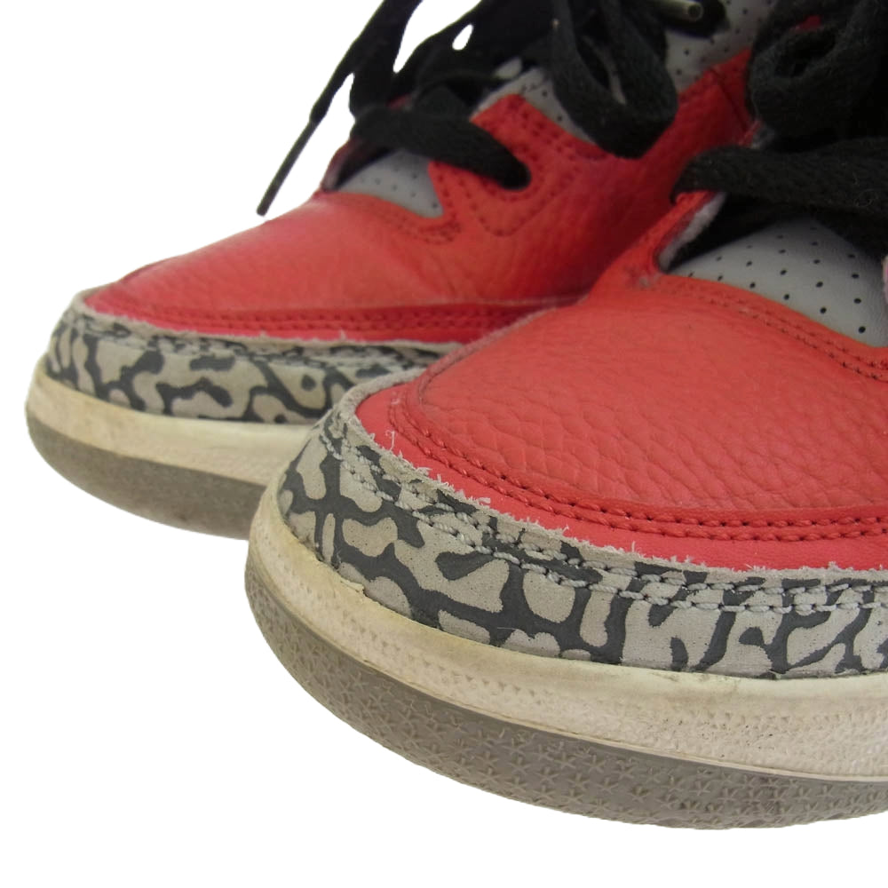 NIKE ナイキ CQ0487-600 キッズ 子供用 PS Air Jordan 3 Retro SE Fire Red PS エアジョーダン3 レトロ SE スニーカー グレー系 レッド系 20cm【中古】