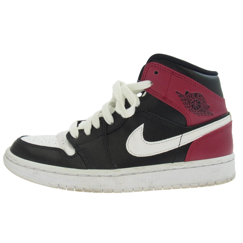 NIKE ナイキ BQ6472-016 Women's Air Jordan 1 Mid Black Noble Red ウィメンズ エアジョーダン1 ミッド スニーカー ブラック系 レッド系 24.5cm【中古】