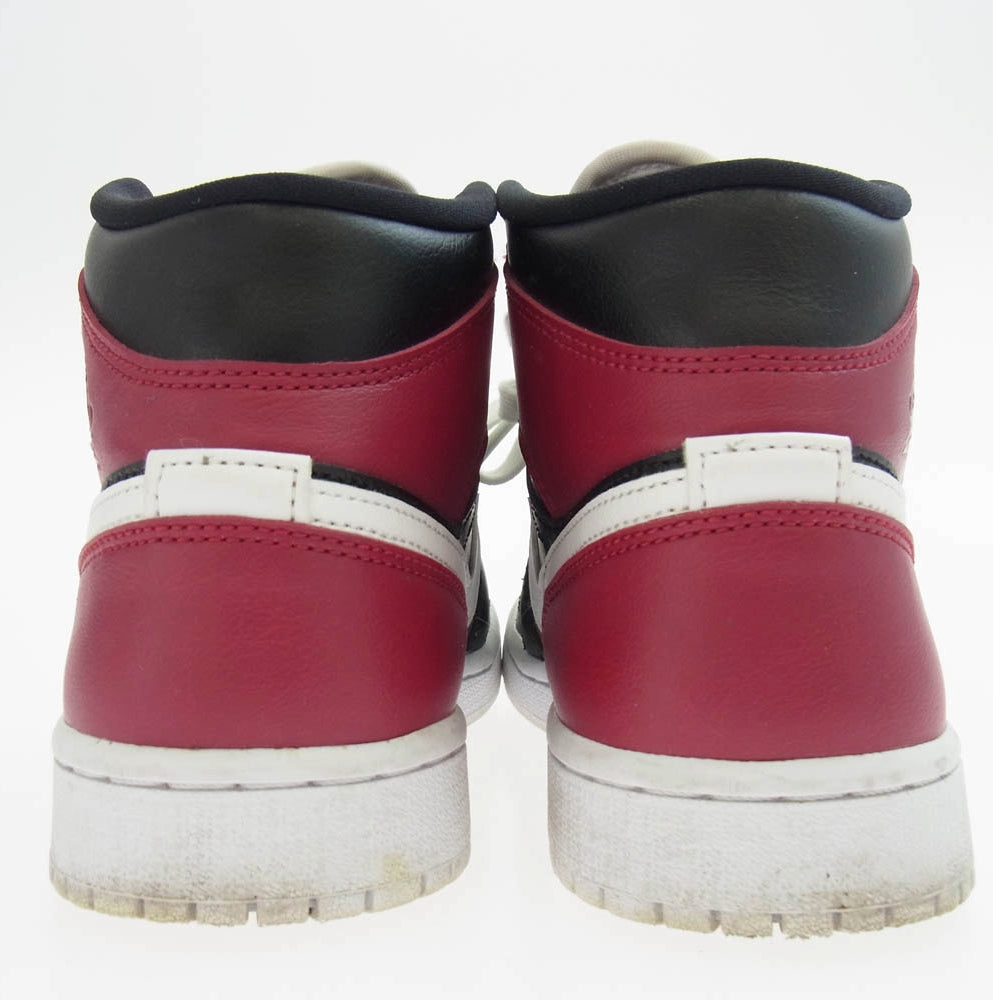 NIKE ナイキ BQ6472-016 Women's Air Jordan 1 Mid Black Noble Red ウィメンズ エアジョーダン1 ミッド スニーカー ブラック系 レッド系 24.5cm【中古】