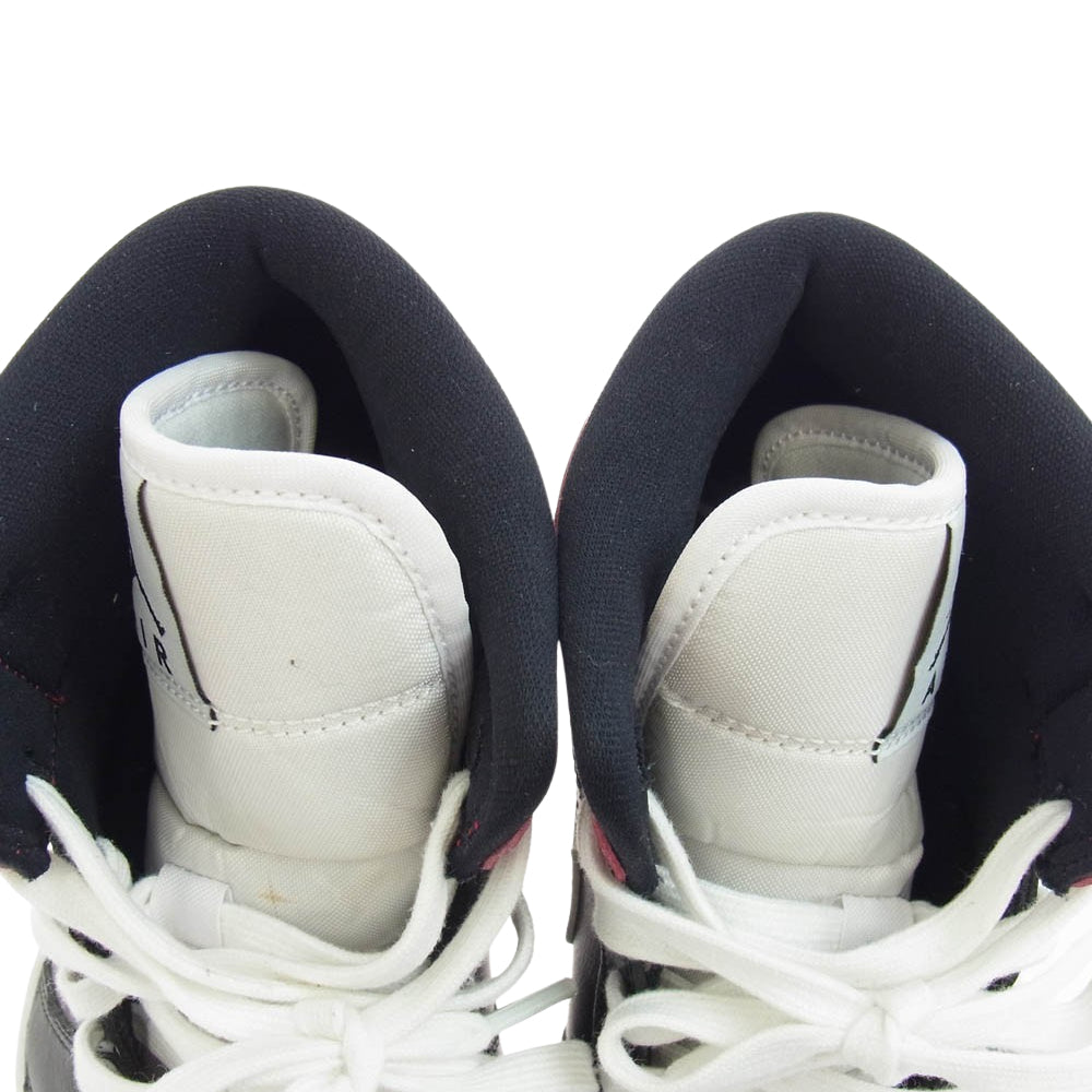 NIKE ナイキ BQ6472-016 Women's Air Jordan 1 Mid Black Noble Red ウィメンズ エアジョーダン1 ミッド スニーカー ブラック系 レッド系 24.5cm【中古】