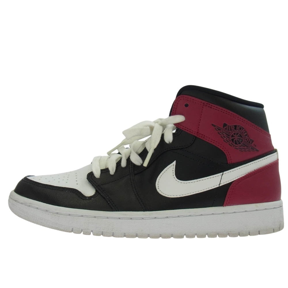 NIKE ナイキ BQ6472-016 Women's Air Jordan 1 Mid Black Noble Red ウィメンズ エアジョーダン1 ミッド スニーカー ブラック系 レッド系 27.5cm【中古】
