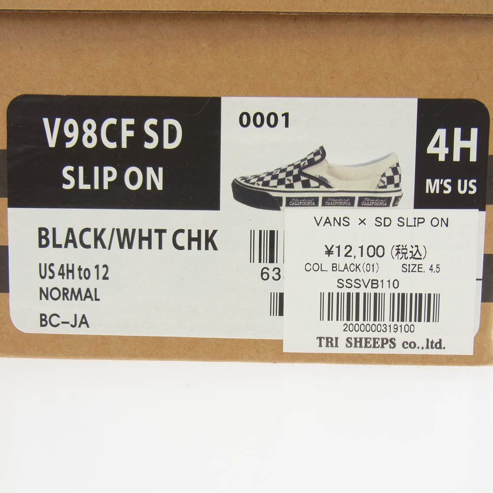 VANS バンズ V98CF SD × STANDARD CALIFORNIA スタンダードカリフォルニア 20周年コラボ スリッポン スニーカー ブラック系 オフホワイト系 22.5cm【中古】