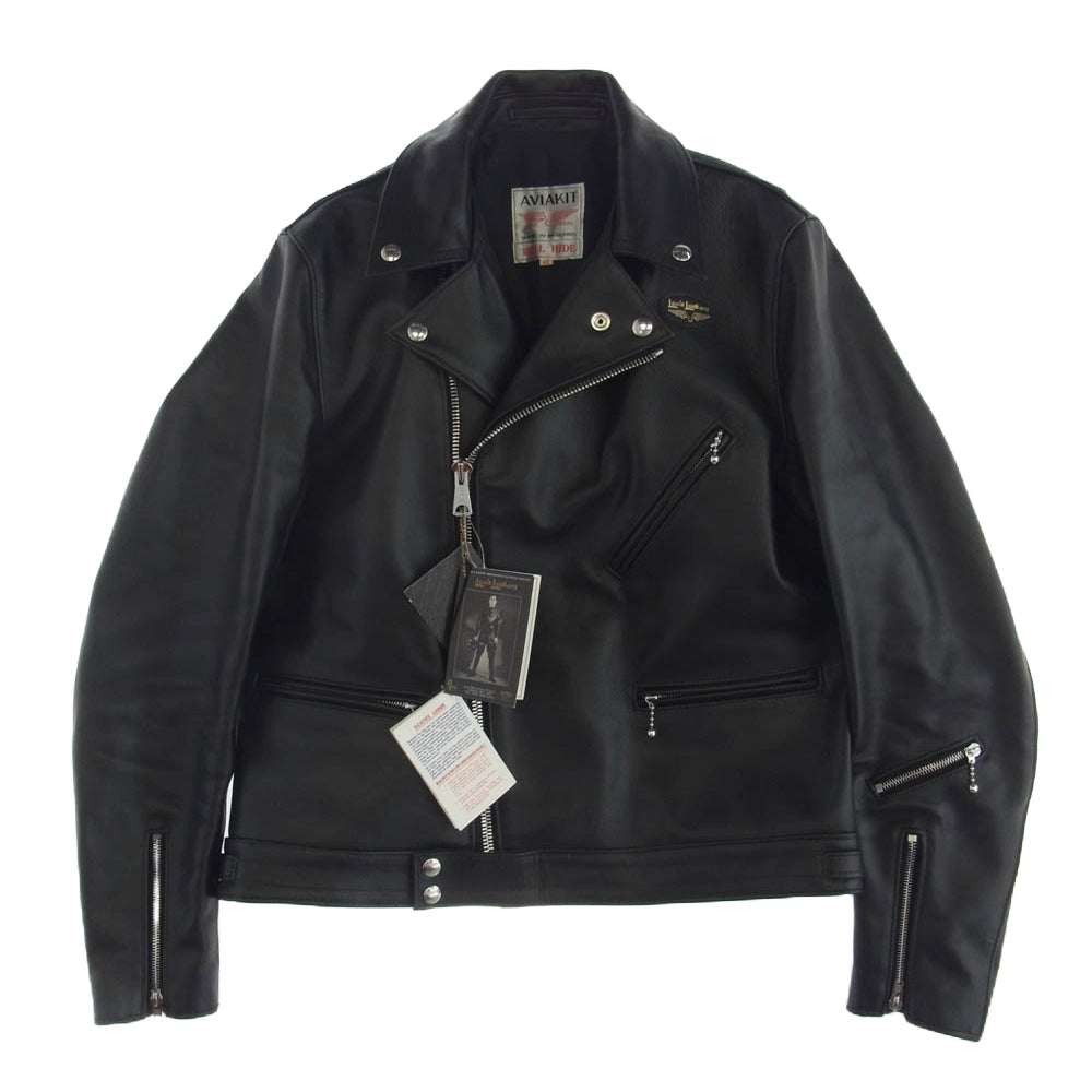 Lewis Leathers ルイスレザー 441TH TIGHT FIT CYCLONE ホースハイド タイトフィット サイクロン ライナー ブラック ニット ナイロン ダブル ライダース ジャケット ブラック系 42【美品】【中古】