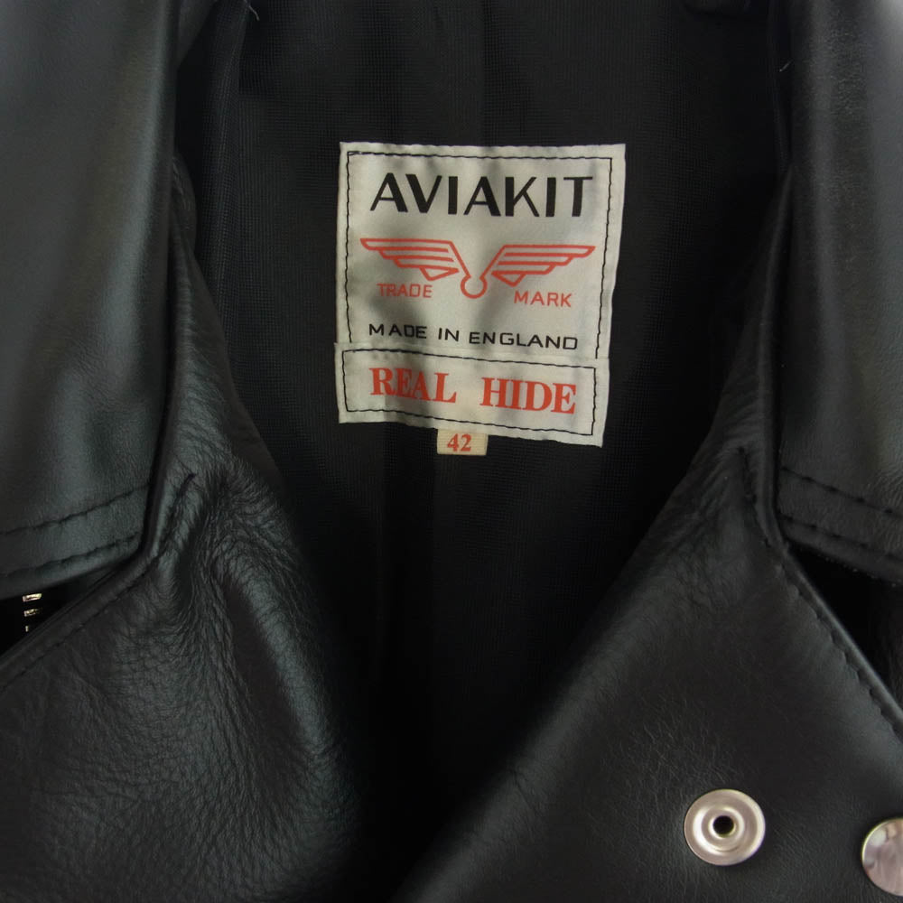 Lewis Leathers ルイスレザー 441TH TIGHT FIT CYCLONE ホースハイド タイトフィット サイクロン ライナー ブラック ニット ナイロン ダブル ライダース ジャケット ブラック系 42【美品】【中古】