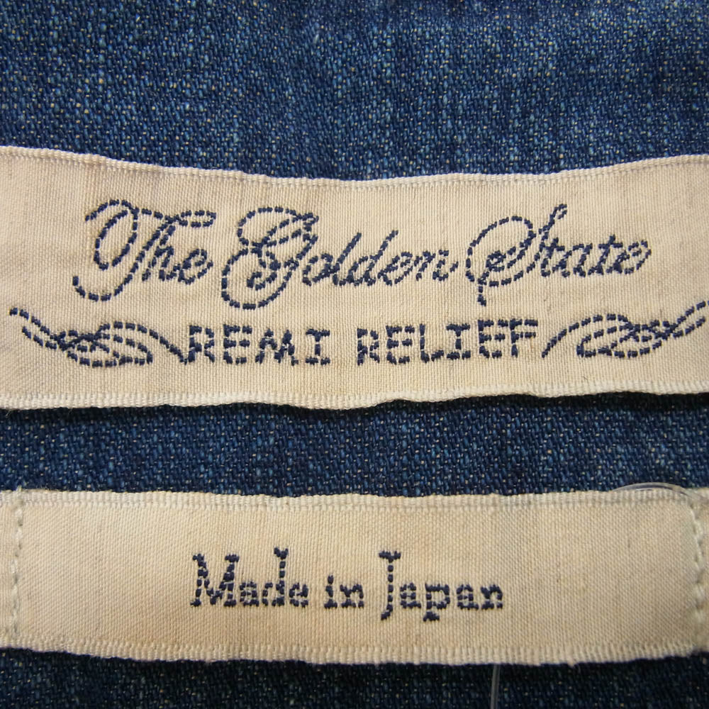 REMI RELIEF レミレリーフ 長袖 ウエスタン デニム シャツ インディゴブルー系 M【中古】