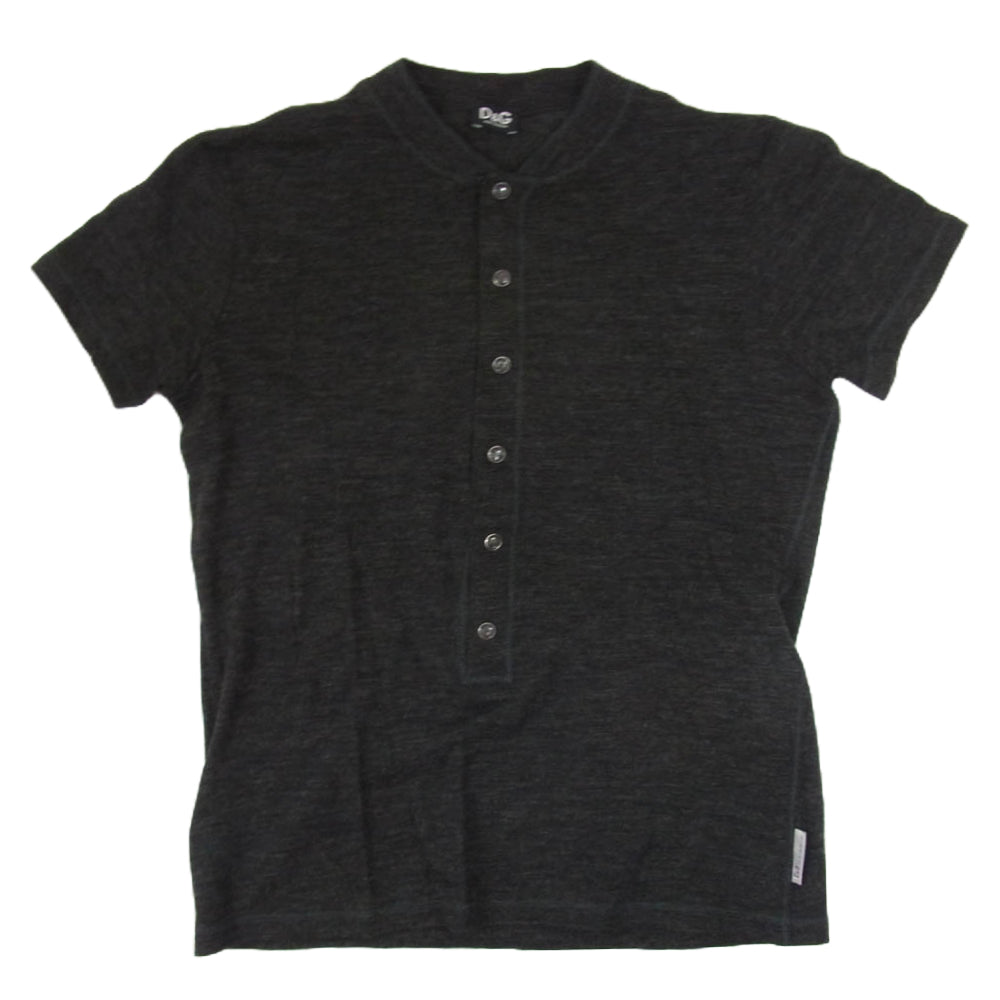 DOLCE&GABBANA ドルチェアンドガッバーナ TY7BJ ウール ヘンリーネック 半袖 Tシャツ ブラック系 M【中古】