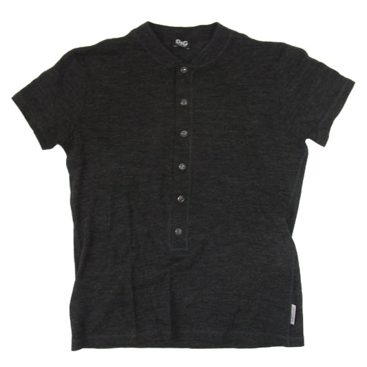 DOLCE&GABBANA ドルチェアンドガッバーナ TY7BJ ウール ヘンリーネック 半袖 Tシャツ ブラック系 M【中古】