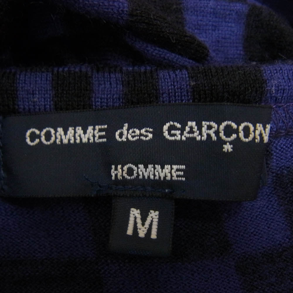 COMME des GARCONS HOMME コムデギャルソンオム 04AW HN-T007 アーカイブ ブロック チェック 長袖 カットソー パープル系 M【中古】