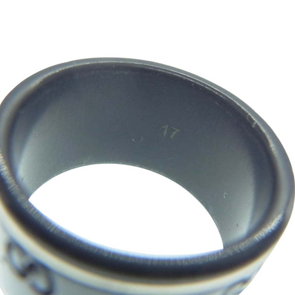 GUCCI グッチ アイコンリング ワイド シンセティックコランダム GG リング ブラック系 16号【中古】