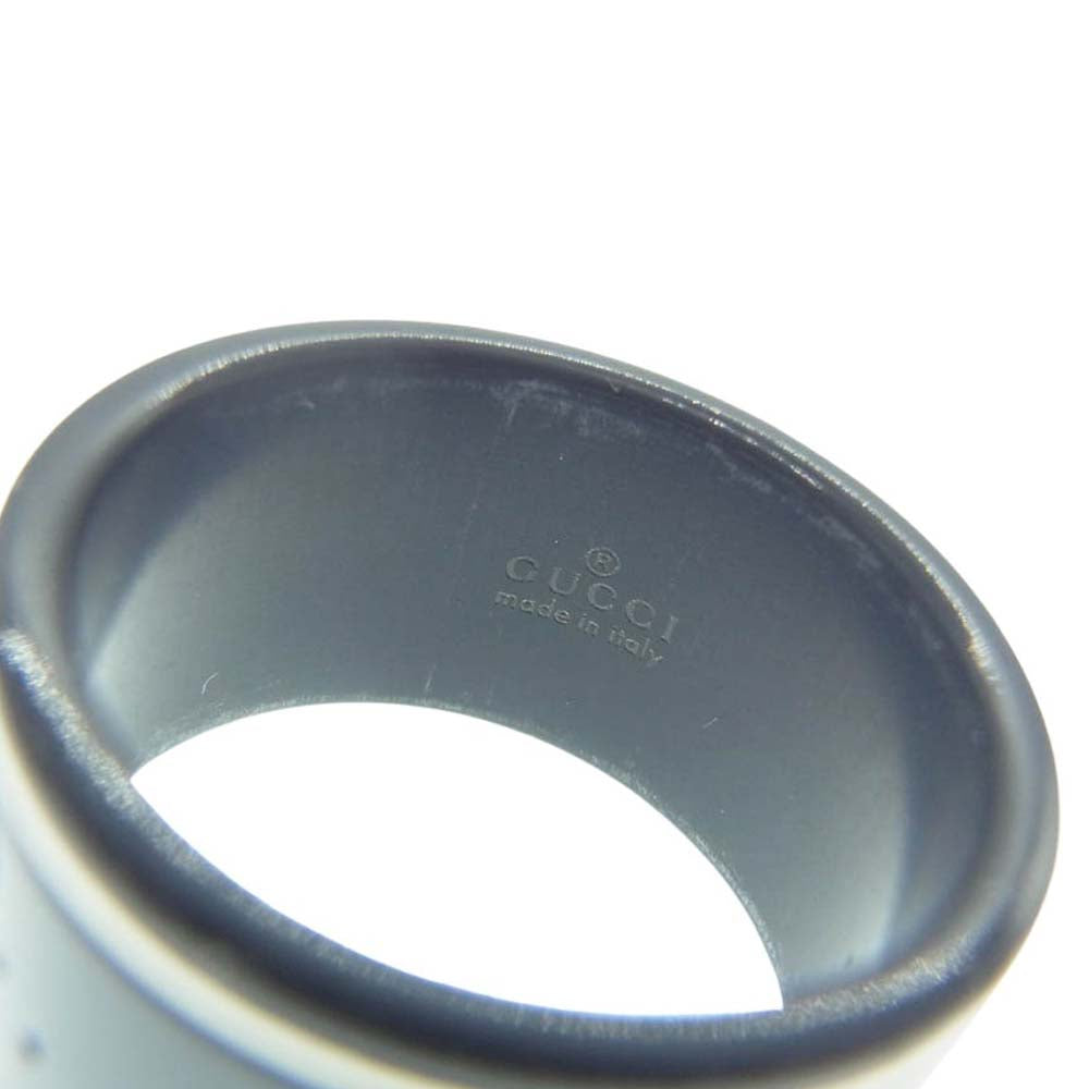 GUCCI グッチ アイコンリング ワイド シンセティックコランダム GG リング ブラック系 16号【中古】