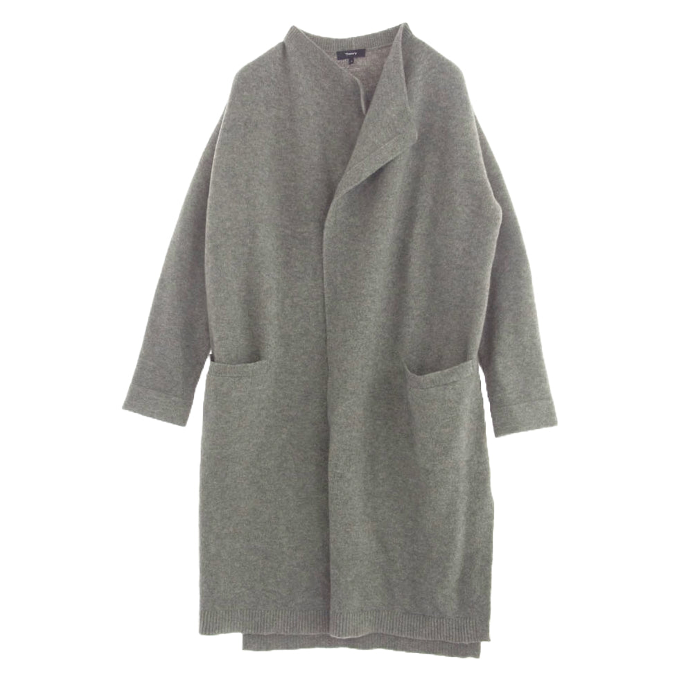 theory セオリー 01-6409601-021-902 ウール ニット ロング コート グレー系 S【中古】