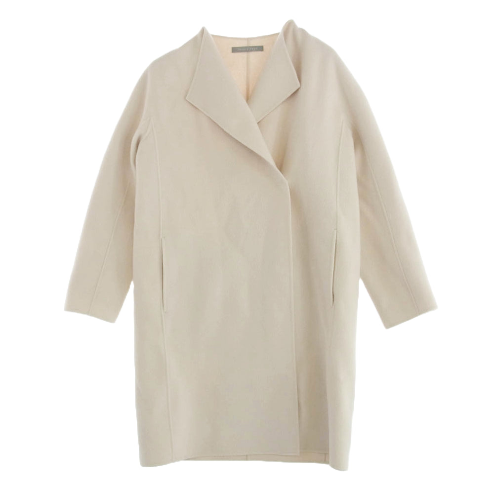 theory セオリー 03-0109616-100-038 カシミヤ混 ウール ダブルフェイス ロング コート オフホワイト系 38【中古】