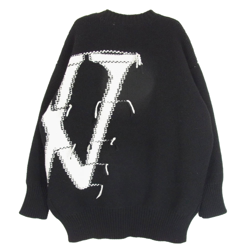OFF-WHITE オフホワイト 23AW OWHE102F23KNI002 Black wool sweater with logo ロゴデザインウール ニット セーター ブラック系 36【中古】