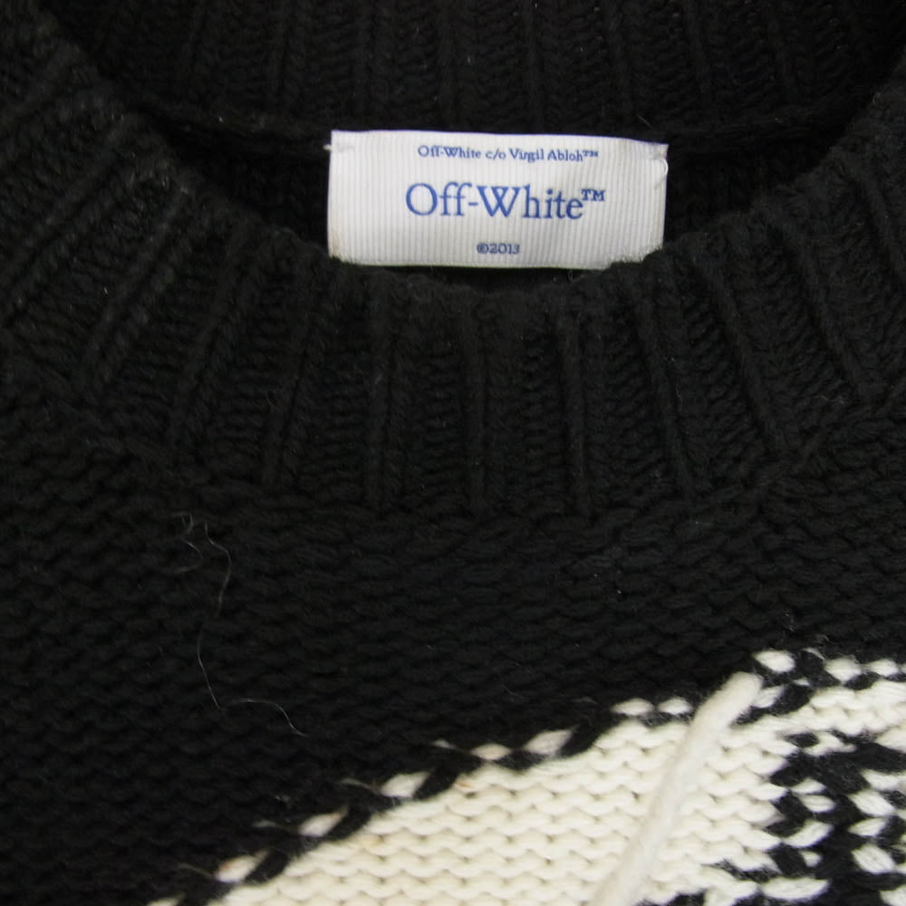 OFF-WHITE オフホワイト 23AW OWHE102F23KNI002 Black wool sweater with logo ロゴデザインウール ニット セーター ブラック系 36【中古】