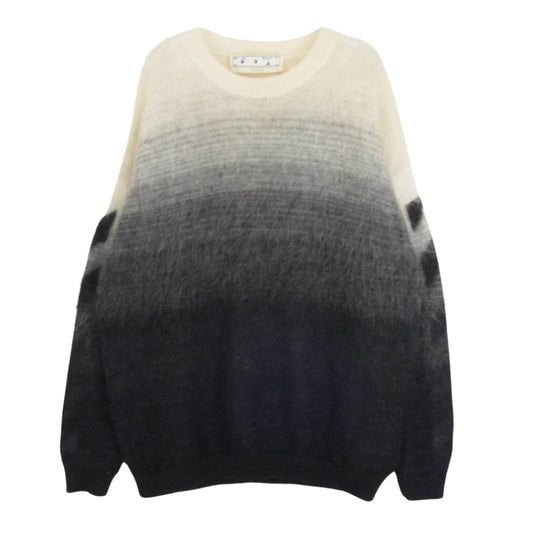 OFF-WHITE オフホワイト 21AW OMHE098F21KNI001 Gradient bushed mohair sweater グラデーション ブラッシュド モヘヤ混 ニット セーター バックアロー ブラック系 L【中古】