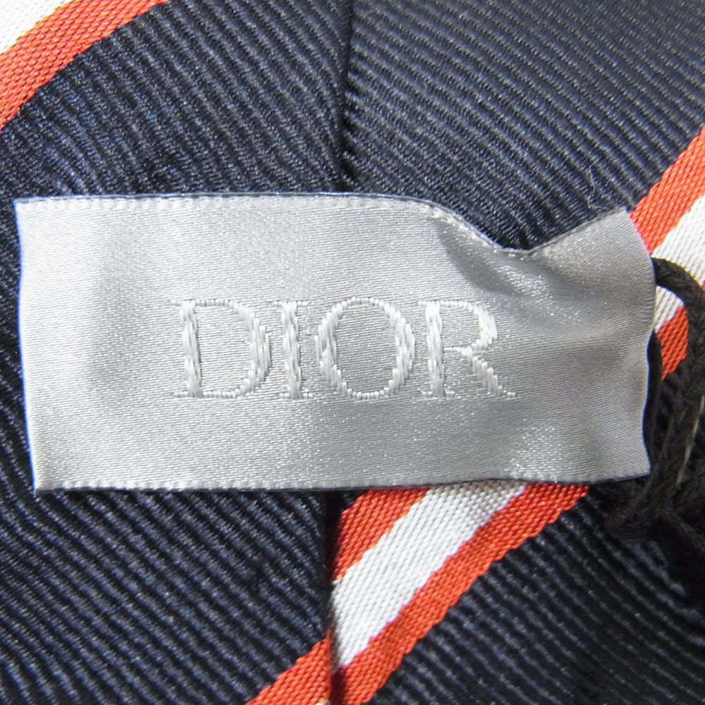 Dior ディオール シルク 100％ ストライプ ネクタイ ネイビー系【極上美品】【中古】