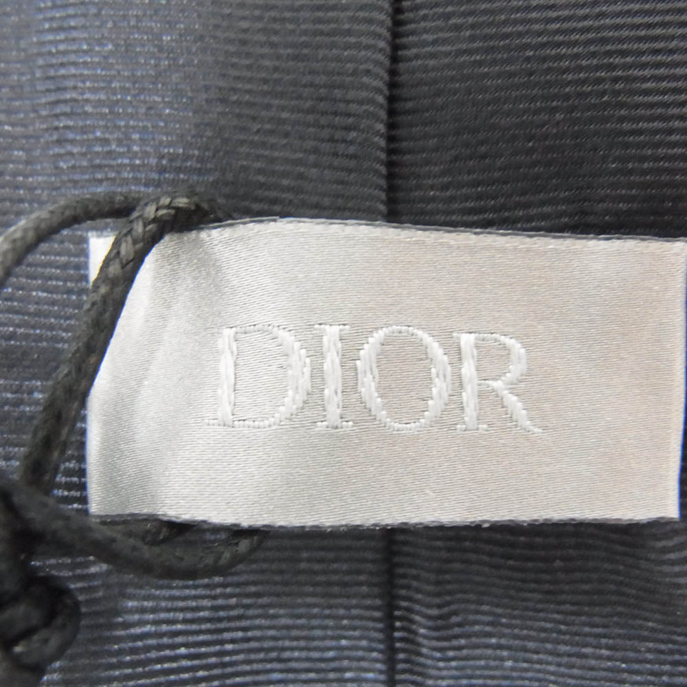 Dior ディオール シルク 100％ ロゴ 刺繡 ネクタイ ネイビー系【極上美品】【中古】