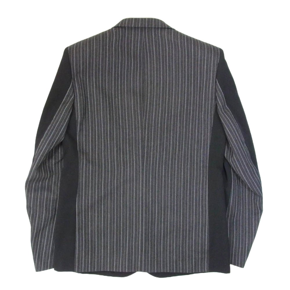 NUMBER(N)INE ナンバーナイン 04AW F04-NJ001 GIVE期 ノッチド ラペル ストライプ切替 2B テーラード ジャケット スクール ジャケット ブラック系 3【中古】
