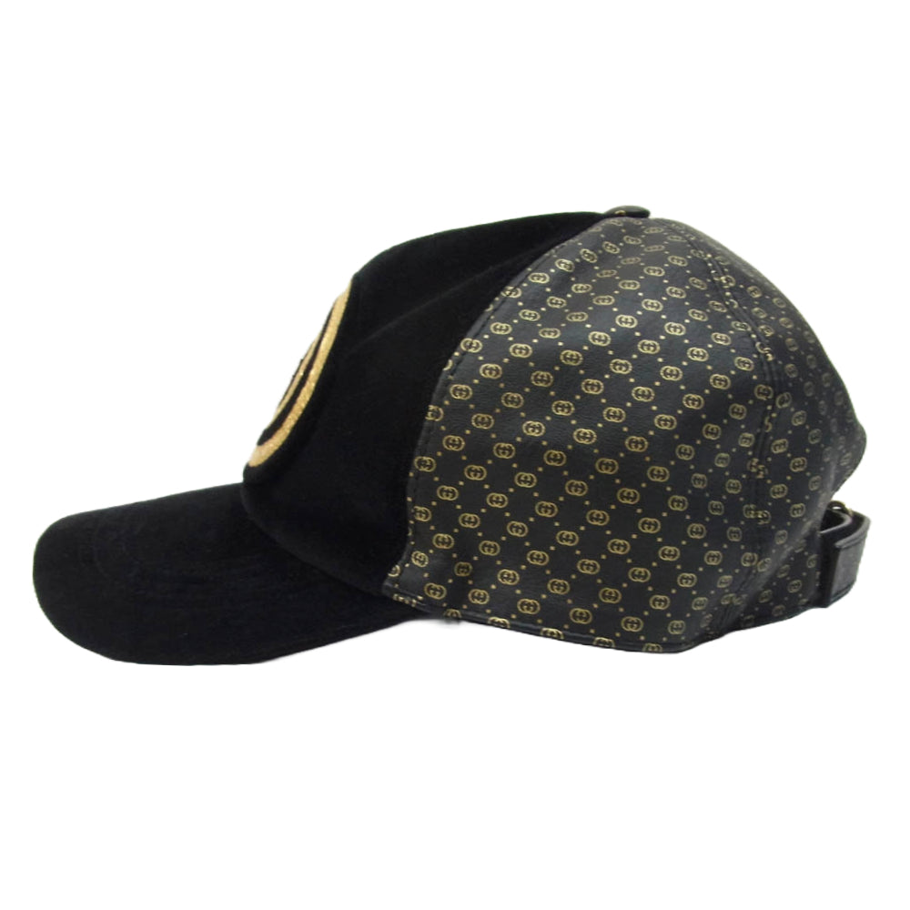 GUCCI グッチ ×Dapper Dan ダッパーダン インターロッキング G ベロア ベースボール キャップ 帽子 ブラック系 M【中古】