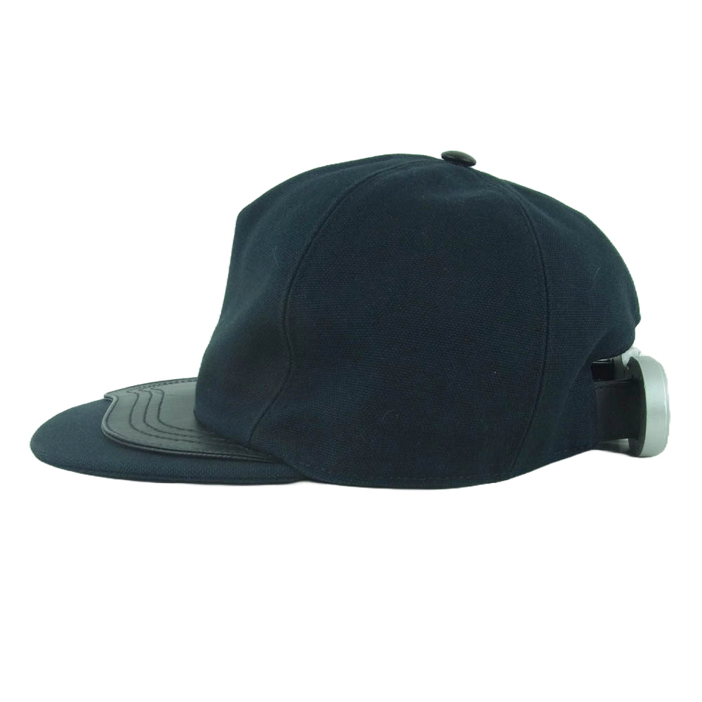 Dior ディオール 19SS 923C901A4511 Logo Buckle Baseball cap CDロゴ メタルバックル カーフレザー サドル ダブルブリム キャンバス ベースボール キャップ ダークネイビー系 ブラック系 M【中古】