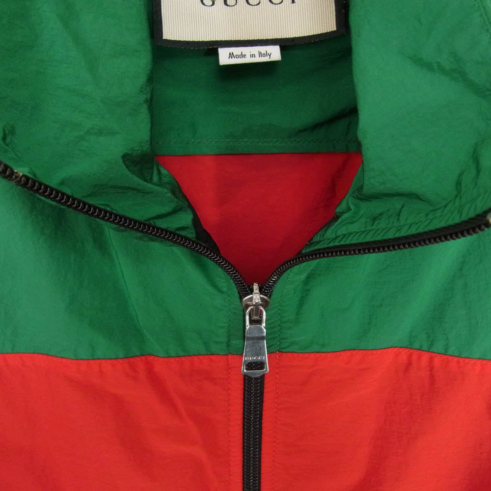 GUCCI グッチ 20SS 573308 Oversized GRG Nylon Track Jacket トリコロール カラー GG ワッペン ブルゾン ナイロン ジャケット ブラック系 S【中古】