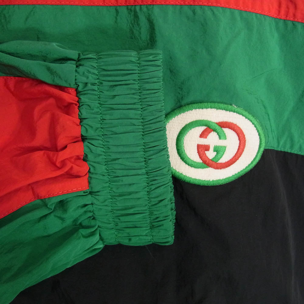 GUCCI グッチ 20SS 573308 Oversized GRG Nylon Track Jacket トリコロール カラー GG ワッペン ブルゾン ナイロン ジャケット ブラック系 S【中古】