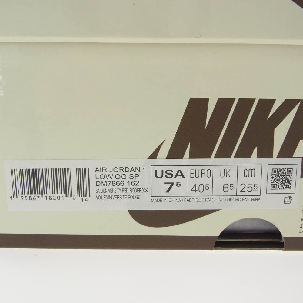 NIKE ナイキ DM7866-162 【フェイクバスター鑑定済】× TRAVIS SCOTT AIR JORDAN 1 LOW OG REVERSE MOCHAトラヴィススコット エアジョーダン ローカット スニーカー マルチカラー系 25.5cm【新古品】【未使用】【中古】