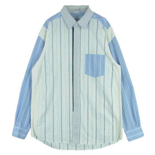ラッピンノット SWITCHING ZIP SH クレイジーストライプ 長袖 シャツ ジップアップ ライトブルー系 ホワイト系 2【中古】
