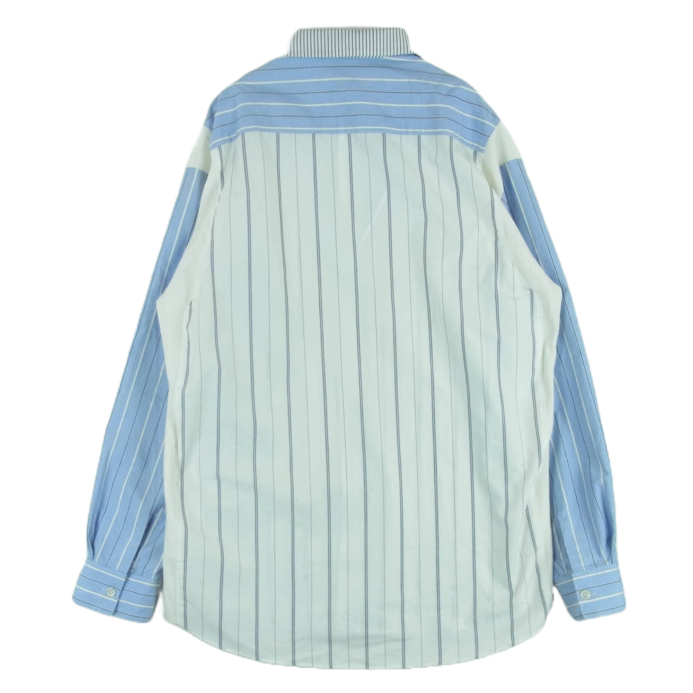 ラッピンノット SWITCHING ZIP SH クレイジーストライプ 長袖 シャツ ジップアップ ライトブルー系 ホワイト系 2【中古】
