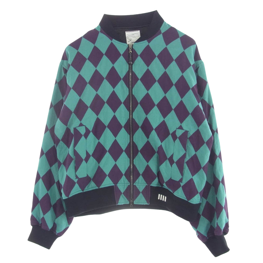SHAREEF シャリーフ 23311004 DIA JQ ZIP BLOUSON ダイヤ柄 ジップアップ ブルゾン グリーン系 パープル系 2【中古】