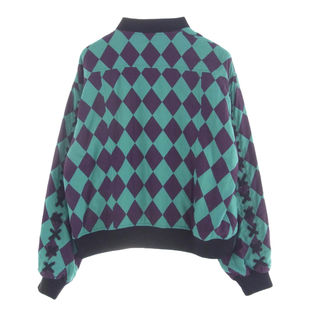 SHAREEF シャリーフ 23311004 DIA JQ ZIP BLOUSON ダイヤ柄 ジップアップ ブルゾン グリーン系 パープル系 2【中古】