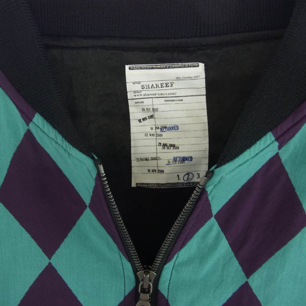 SHAREEF シャリーフ 23311004 DIA JQ ZIP BLOUSON ダイヤ柄 ジップアップ ブルゾン グリーン系 パープル系 2【中古】