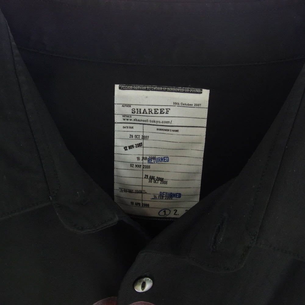 SHAREEF シャリーフ APPLE L/S SHIRTS アップル プリント 長袖 シャツ ブラック系 1【中古】