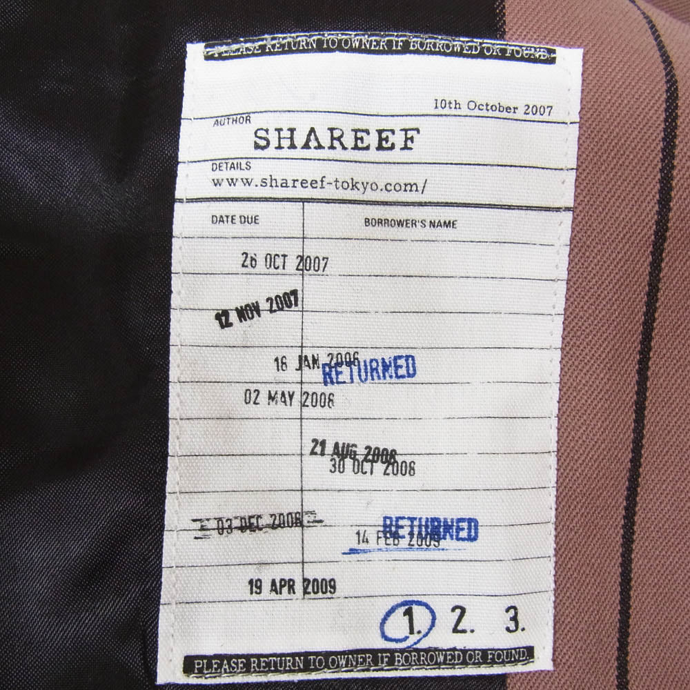 SHAREEF シャリーフ 19311001 ストライプ テーラード ジャケット ブラウン系 1【中古】